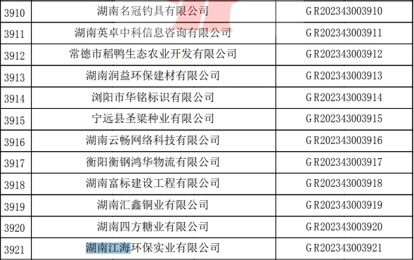 2023年湖南江海，“高新技術(shù)企業(yè)”復(fù)審順利通過！